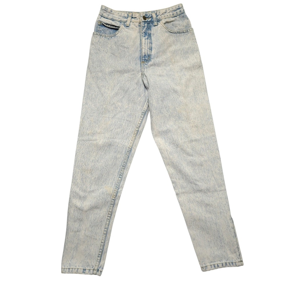 VTG Georges Marciano Guess 80s Acid Wash Ankle Zipper Jeans Light Blue Size 24